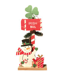 IRISH SNOWMAN CHRISTMAS MAIL WOOD LIGHT UP DECOR